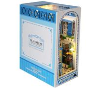 Sea Breeze, kit in miniatura per casa delle bambole con brezza marina in 3D, decorazione per libreria, scene in miniatura, fermalibri assemblati creativi, per amanti dei libri e adulti