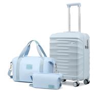 Sea choice Valigia Set 3 pezzi 55x40x20cm Bagaglio a Mano Ultra Leggero in ABS Trolley con 4 Rotelle Girevoli a 360° TSA Serratura contiene 1 borsa da viaggio e 1 borsa da toilette