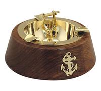 SEA-CLUB posacenere con grillo in Ottone e Legno, Ø 12 cm, Altezza 6,5 cm