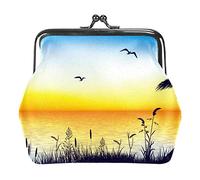 Sea Coconut Tree Sunset Pattern Portamonete Kiss Lock Change Purse Vintage Trinkets Pouch
