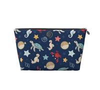 Sea Creatures - Trousse da viaggio per cosmetici, beauty case da donna, in pelle, organizer per trucchi, Argento, Taglia unica