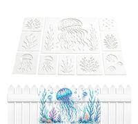 Sea Fish Stencils Reusable Sea Animal Drawing Template PVC Mural Craft | Stencil Set for Rock Cake Decorating Card Making Pottery Painting Wall Art Garden Home Journaling Scrapbooking Decor