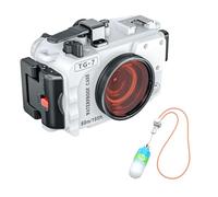 Sea frogs Custodia impermeabile in policarbonato per OM SYSTEM TG-7, custodia per fotocamera subacquea con filtro rosso, sistema di controllo delle perdite di vuoto, ampia applicazione