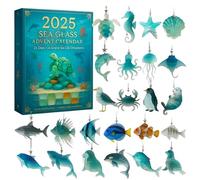 Sea Glass Advent Calendar 2025, 24 Ocean-Inspired Surprises, Handmade Sea Glass Christmas Tree Advent Calendar for Beach Lovers & Coastal Holiday Decor (AA)