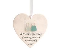 Sea Glass Art - 3x3 Pollici In Ceramica Amicizia A Forma Di Cuore Ornamento 'albero | Decorazioni Art Per Donne, Figlia Figlia, Compagna Di Stanza, Natale, Matrimonio, Festa Della Mamma E Complean