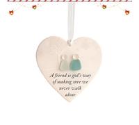 Sea Glass Art - Art Pendant Decorations, Ceramic Heart Ornament, Ceramic Timeless Keepsake Heart Ornament | Pendant Decorations For Women Sister Best Friend Roommate Christmas Wedding