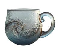 Sea Glass Wave Coffee Mug, for Coastal Decor Lovers Fans with Handle Sea Glass Sunset Mug Textured Seas Wave Design Textured Beach Theme Mugs for Ocean Lovers, Drinking Coffee Juice Tea Wine