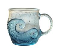 Sea Glass Wave Mug - Glass 9x12x9cm 300ml | Beach Theme Mug | Coffee Mugs For Summer Drinks, Coastal Kitchen Decor, And Daily Coffee Or Tea Use