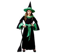 SEA HARE Abito da Strega Glamour per Halloween (Verde, M:7-9 Anni)