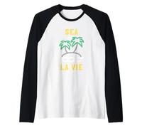 Sea La Vie - Palma da Gioco di Parole da Spiaggia Minimalista Maglia con Maniche Raglan