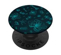 Sea Life Pattern Verde Polpo Tartaruga Mare Medusa PopSockets PopGrip Adesivo