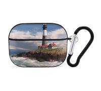 Sea Lighthouse - Custodia protettiva per AirPods Pro con anello portachiavi, custodia protettiva rigida in policarbonato per AirPods Pro di seconda generazione, per donne e uomini, facile da aprire