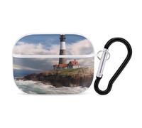 Sea Lighthouse - Custodia protettiva per AirPods Pro con anello portachiavi, custodia protettiva rigida per AirPods Pro di seconda generazione, per donne e uomini, facile da aprire, protezione