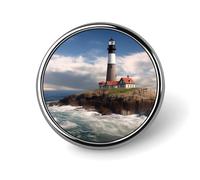 Sea Lighthouse Distintivo rotondo carino smalto spilla spilla spilla personalizzata abbigliamento decorazione unisex porta badge cappelli borse camicie Decor