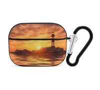 Sea Lighthouse in Sunset AirPods Pro Custodia protettiva con anello portachiavi, custodia protettiva rigida in PC per AirPods Pro 2a generazione, per donne e uomini, facile da aprire, protezione