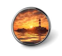 Sea Lighthouse in Sunset Badge rotondo carino smalto spilla spilla spilla personalizzata abbigliamento decorazione unisex porta badge cappelli borse camicie Decor