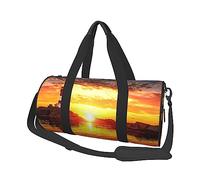 Sea Lighthouse in sunset borsone rotondo stampato borsa da viaggio rotonda borsa da palestra fitness borsa da allenamento, nero, taglia unica, Nero , Taglia unica