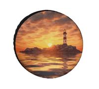 Sea Lighthouse in Sunset Coperture per pneumatici impermeabili anti UV Copertura per pneumatici da 30 pollici per asse singolo per camper, camion, SUV, rimorchio, universale, per tutte le stagioni
