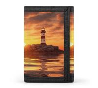 Sea Lighthouse in Sunset portafoglio casual porta carte di credito custodia organizer per documenti per uomini e donne