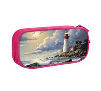 Sea Lighthouse Sandbeach - Astuccio con cerniera, astuccio portatile, grande astuccio per cancelleria scolastica, borsa per trucchi, rosa, Taglia unica, Beauty Case