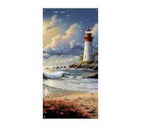 Sea Lighthouse Sandbeach Copertura per porta Banner 90x180cm Festone Festone Stagionale Cartello di Benvenuto Decorazione Verticale Porta Appeso Per Portico Ingresso Giardino Decor