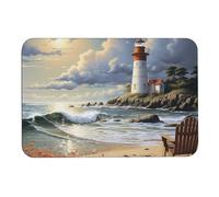 Sea Lighthouse Sandbeach Diatom tappetini da bagno assorbono umidità e sporco, zerbino con retro in gomma antiscivolo, adatto sotto la porta, per pavimento del bagno, vasca, doccia, lavandino