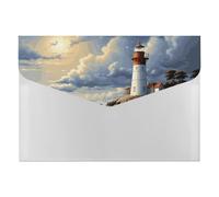 Sea Lighthouse Sandbeach - Organizer per documenti a fisarmonica, con 6 tasche, espandibile, con etichette, cartelle per documenti da viaggio, buste in plastica con chiusura a scatto, 33 x 23 cm