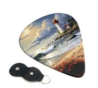 Sea Lighthouse Sandbeach Plettri per chitarra, 6 plettri per chitarra, stampa su entrambi i lati, per chitarra acustica, basso, ukulele, chitarra elettrica (0,46 mm, 0,71 mm, 0,96 mm)