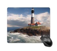 Sea Lighthouse Tappetino per mouse quadrato portatile con base in gomma antiscivolo, 18 x 22 cm, ultra sottile, per computer, laptop, accessori da scrivania da ufficio