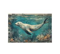 Sea Lion stelle marine Teal Piecing Puzzle Piecing Puzzle per adulti Brain Teasing Divertente e perfetto Wall Art Giochi di cervello duro I migliori regali per la tua famiglia Puzzle per adulti 500