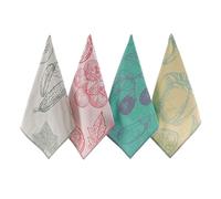 sea me at home Set di 4 strofinacci da cucina in tessuto jacquard, eleganti e funzionali, un ottimo regalo per qualsiasi casa, 100% cotone turco (verdure da giardino)