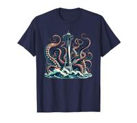Sea Monster Attacking the Space Needle | Seattle Washington Maglietta