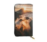 Sea of Clouds - Portafoglio lungo da donna, in pelle, 12 scomparti per carte di credito, tasca per monete con cerniera, scomparti per contanti, elegante borsa a mano per uso quotidiano