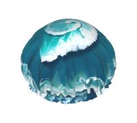 Sea of Love - Cuffia da doccia a doppio strato con fodera elastica, ideale per casa, spa, hotel e viaggi