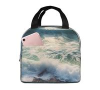 Sea On The Boards Borsa termica per il pranzo per donne e uomini, riutilizzabile, portatile, a prova di perdite, borsa termica per il pranzo, con tasca frontale, per viaggi, picnic, ufficio, lavoro