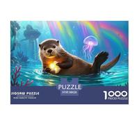 Sea Otter 1000 Pieces Jigsaw Puzzles For Adults Educational Games Stress Relieving Entertainment Cultivate The Spirit of Teamwork for Adults And Kids, Age 12 Years Up 38x26cm/1000pcs