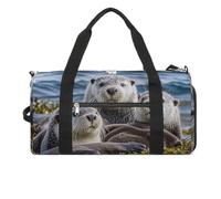 Sea Otter Family Gym Bag per uomini e donne resistente all'acqua borsone da viaggio leggero borsa per viaggi sport, bianco, taglia unica