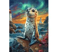 Sea Otter on A Rock by The Lighthouse Puzzle 300 Pezzi Per Attività Scolastiche Wildlife Pet Cartone Spesso Per Bambini Miglioramento Coordinazione Per Educazione Artistica Qualità Garantita 300 PCS