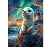 Sea Otter on A Rock by The Lighthouse Puzzle 500 Pezzi Sfida Impossibile Difficile Wildlife Pet Rompicapo Per Adulti Amanti Del Puzzle Rilassamento E Stimolo Intellettuale Regalo Lui 500 PCS