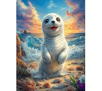 Sea Otter on The Beach Puzzle 1000 Pezzi Difficoltà Estrema Cartone Spesso Tema Monocromatico Wildlife Pet Per Appassionati Di Puzzle Antistrappo Non Sbiadisce Top Vendita 1000 PCS