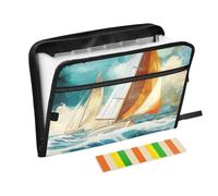 Sea Sailboats Art Blue cartella di file espandibile 13 tasche formato A4 lettera con chiusura a cerniera per Business cartelle di file di grandi dimensioni expando