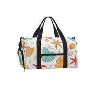 Sea Shell Coral Borsa da palestra per uomo e donna, borsa da viaggio con stella marina oceano weekend con scomparto per scarpe, resistente all'acqua, per sport durante la notte, danza, yoga