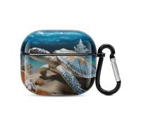 Sea Shell Starfish - Custodia per auricolari Bluetooth a forma di stella marina, protezione completa, antiurto, custodia rigida con supporto per ricarica wireless con portachiavi, regalo