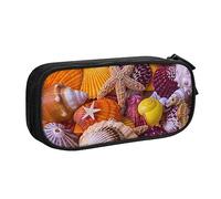 Sea Shell Treasures - Astuccio per matite, trucchi, gioielli, portatile, da viaggio, nero, Nero , Taglia unica, Astuccio portamatite