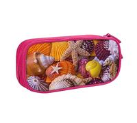 Sea Shell Treasures - Astuccio per matite, trucchi, gioielli, portatile, da viaggio, nero, rosa, Taglia unica, Astuccio portamatite