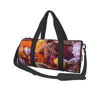 Sea Shell Treasures - Borsone rotondo da viaggio, con stampa, borsa da palestra, fitness, allenamento, colore nero, taglia unica, Nero , Taglia unica