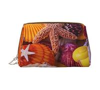Sea Shell Treasures - Trousse da viaggio con stampa di tesori per cosmetici, organizer per pennelli cosmetici, custodia in pelle con cerniera, borsa da toilette per donne, bianca, taglia unica,