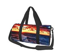 Sea Spray and Sunrise - Borsone rotondo da viaggio con stampa di spray e alba, borsa da palestra, borsa da allenamento, nera, taglia unica, Nero , Taglia unica