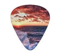 Sea Spray And Sunrise Plettri per chitarra, accessori per chitarra, confezione da 12 plettri per basso artistico, sottili, medi e pesanti, 3 misure per ukulele