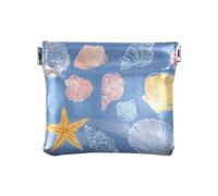 Sea Stars Shell Pattern Squeeze Coin Purse Pouch Change Holder PU Leather Mini Wallet Coin Pocket per donne ragazze uomini